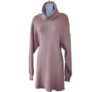 SXY Pink Ribbed Turtleneck Mini Sweater Dress Long Sleeve Size XS/XL